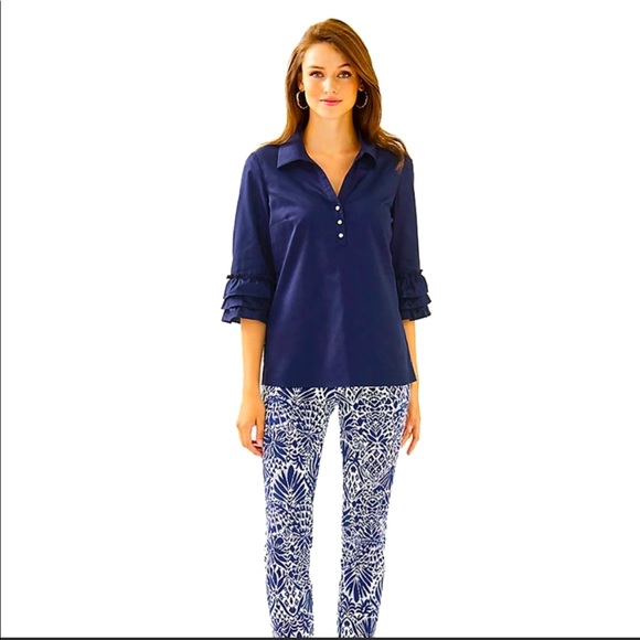 NWT Lilly Pulitzer Judith Ruffle Top - Picture 3 of 11